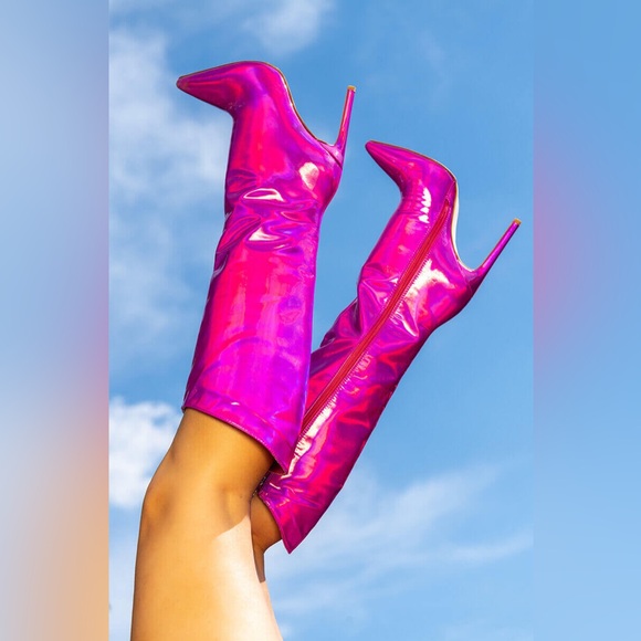 AZALEA WANG NOVA SEXY STILETTO BOOT IN PINK - Picture 10 of 10